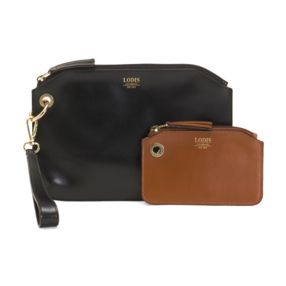 LODIS Leather Clutch With Card Case - Picture 1 of 3